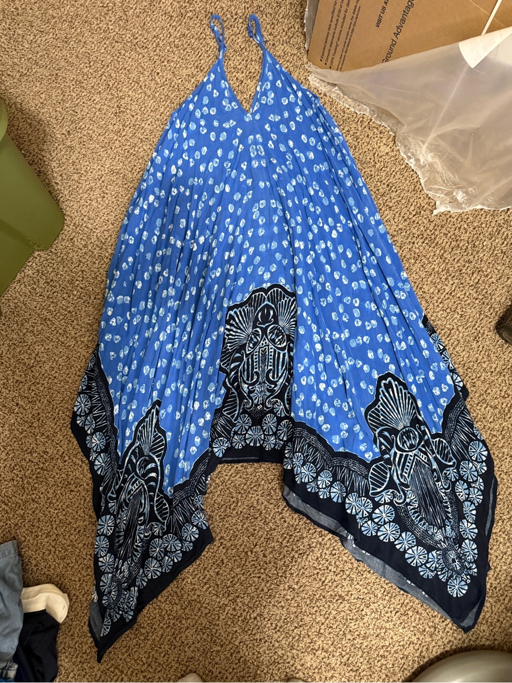Cato Blue Printed Summer Dress with Navy Accents